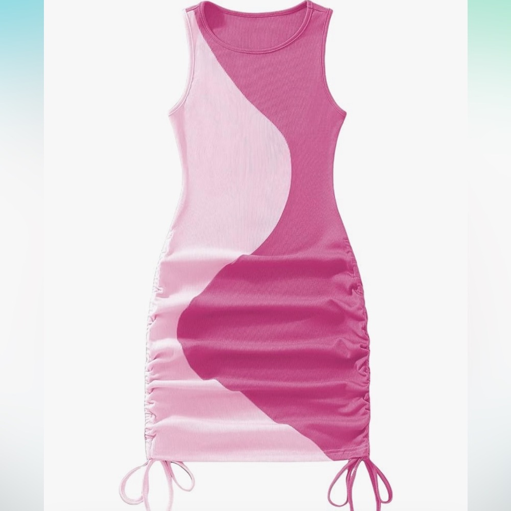 Pink color block dress